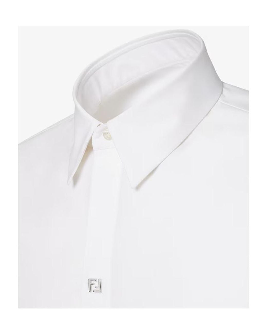 Fendi White Long Sleeved Regular-Fit Shirt for men