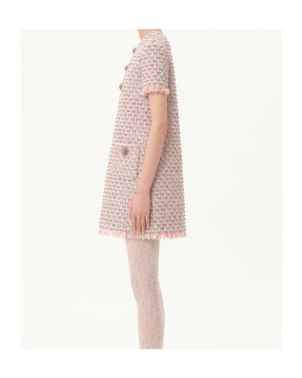 Valentino Pink Embellished Fringed Edge Dress