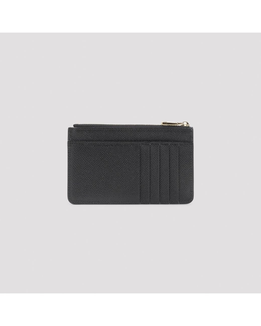 Dolce & Gabbana Black Dauphine Logo Plaque Card Holder