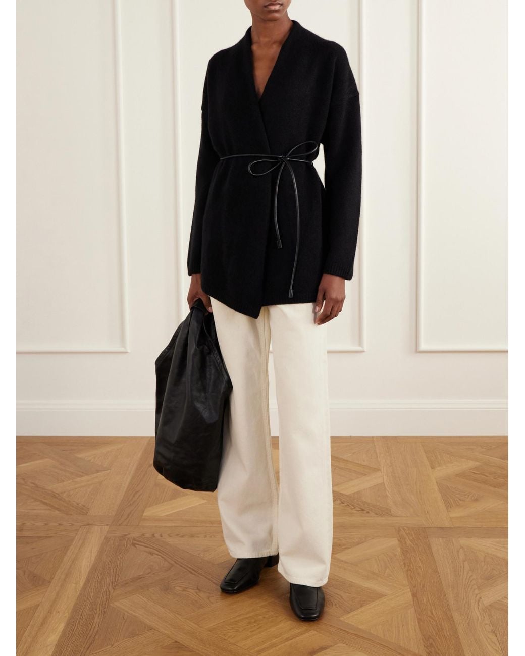 arch4 Black Belted Cashmere Cardigan