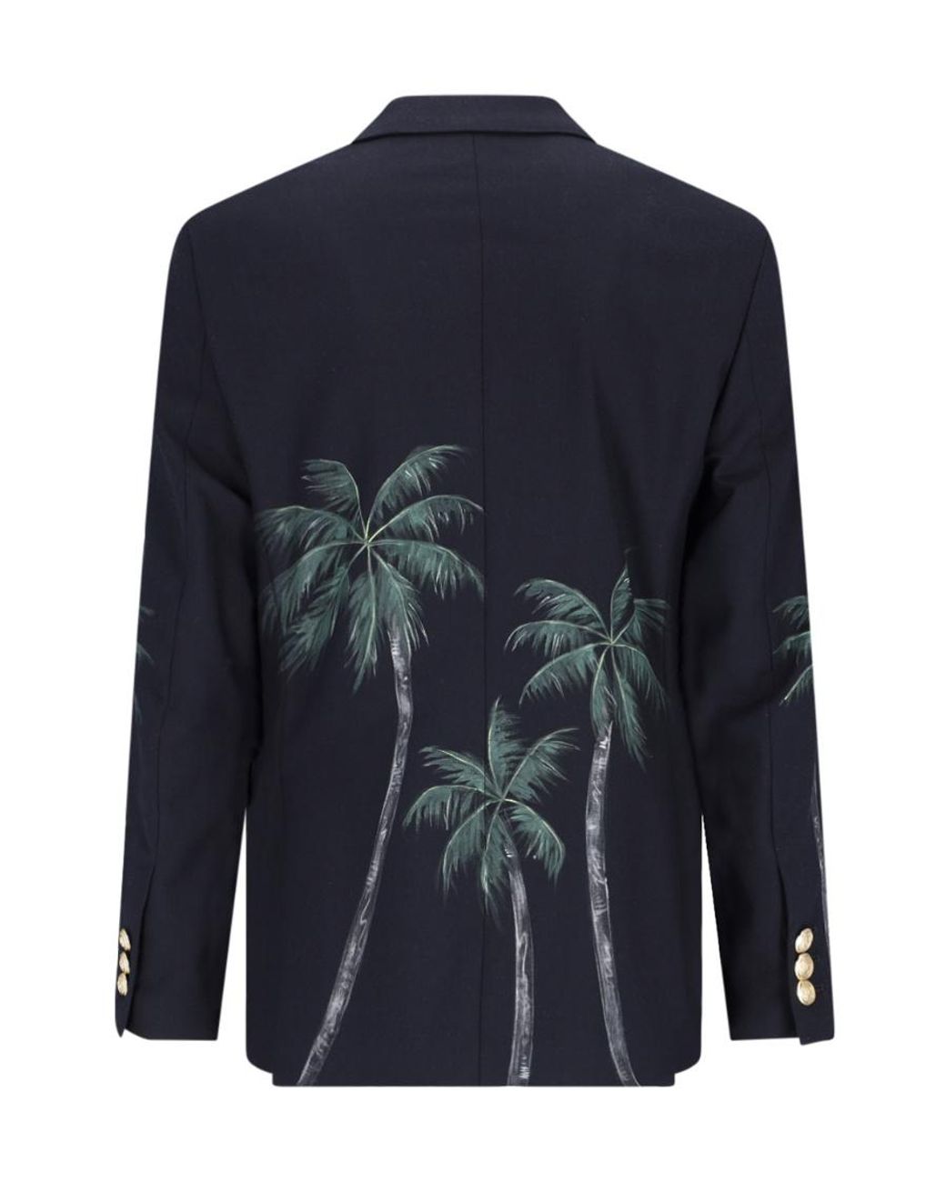 Palm Angels Blue Palm Tree Printed Double Breasted Jacket for men