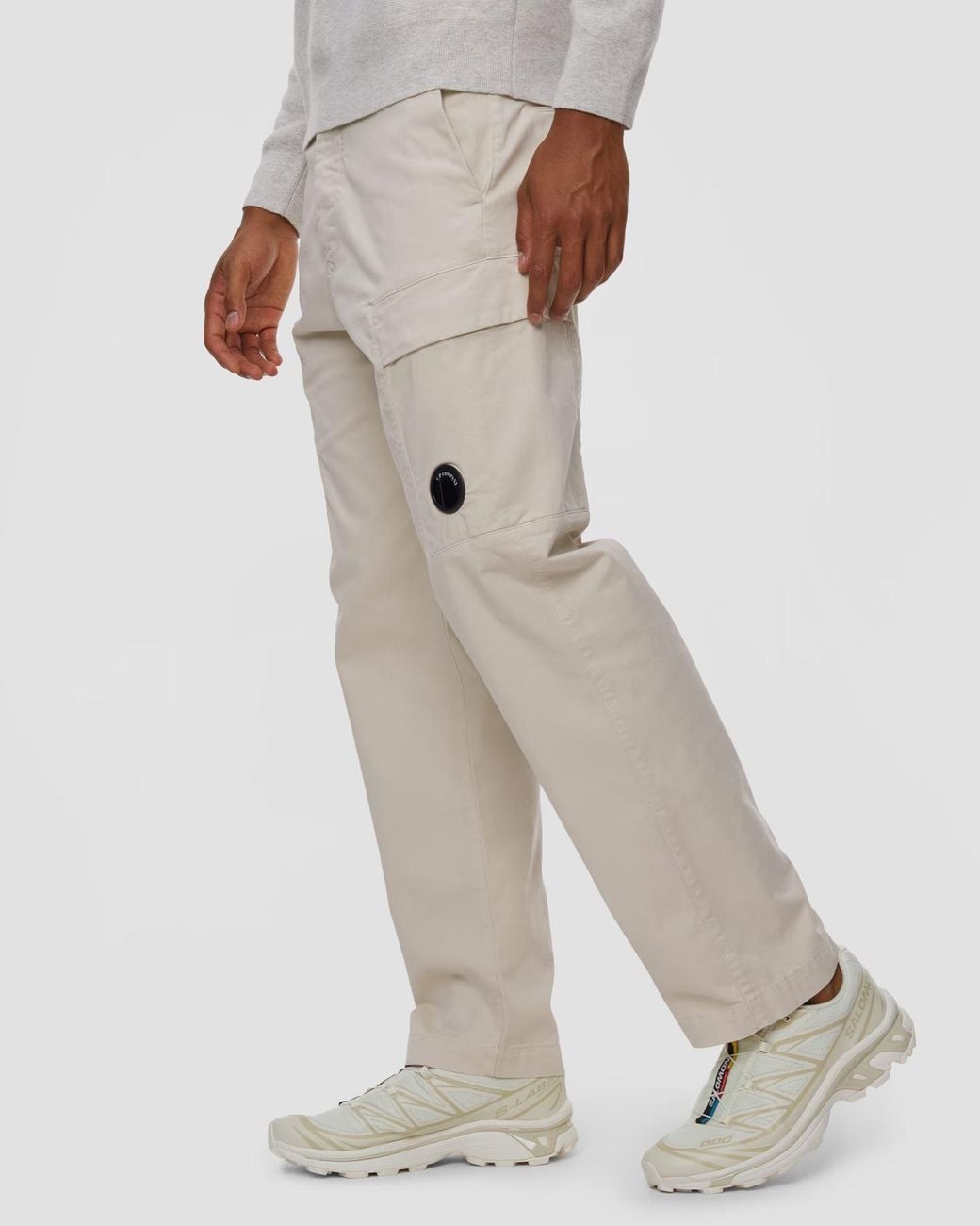 C P Company Gray Stretch Satin Cargo Pants for men