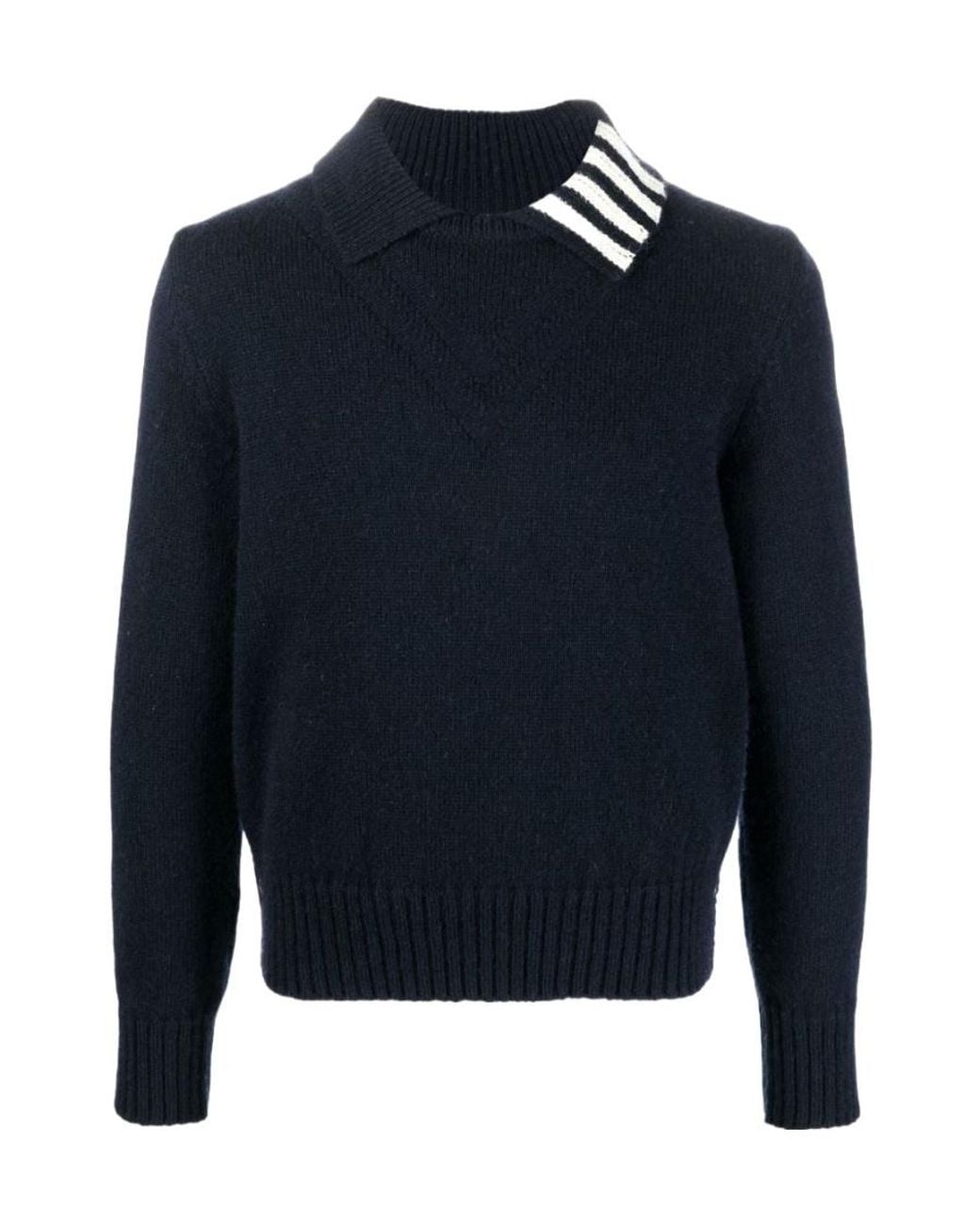 Thom Browne Blue Bar Striped Jumper for men