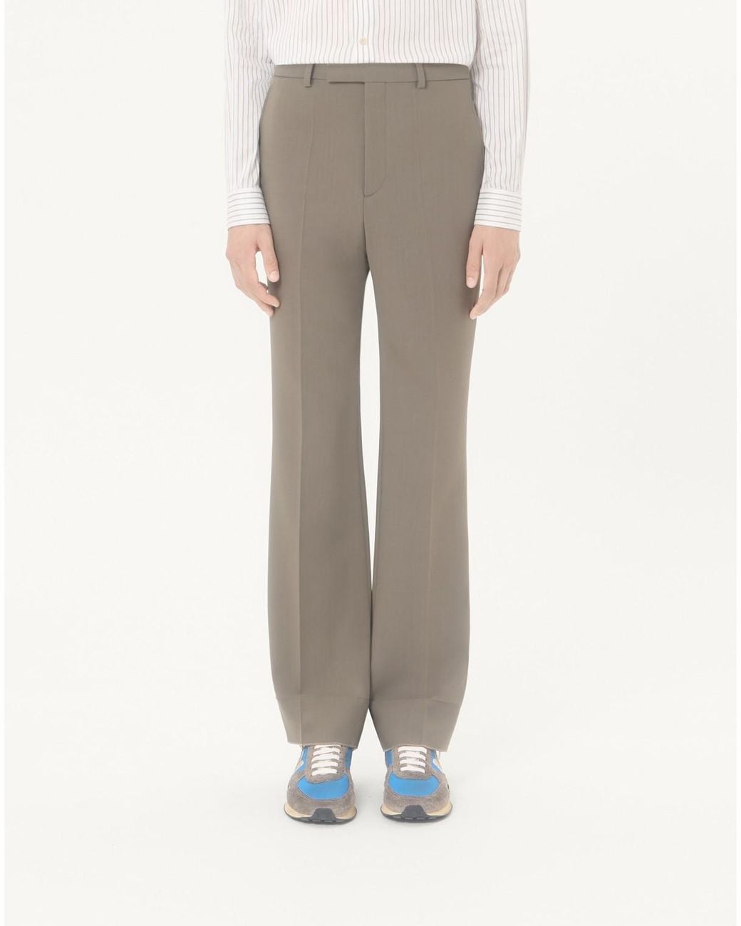Valentino Gray Pressed-Crease Tailored Trousers for men