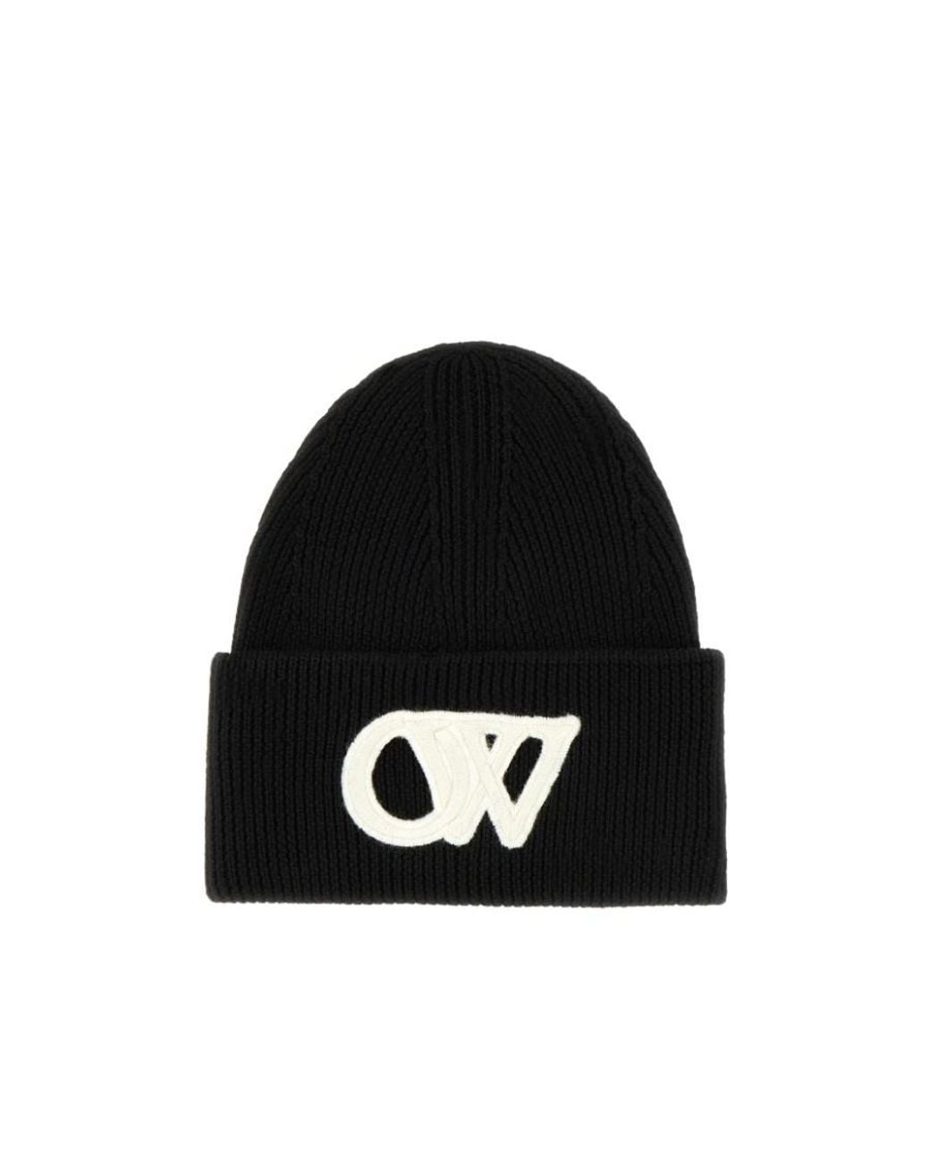 Off-White c/o Virgil Abloh Black Logo-Appliqué Wool Beanie