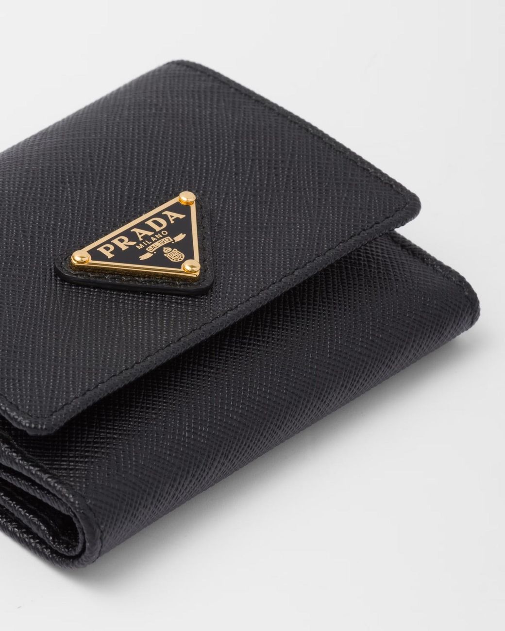 Prada Black Small Saffiano Leather Bifold Wallet