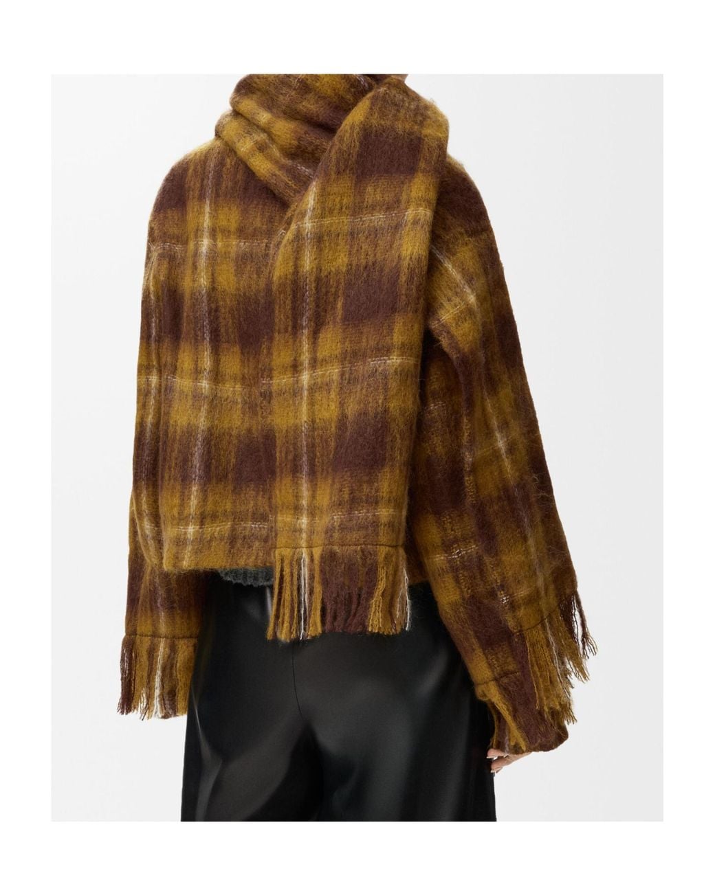 Loewe Brown Plaid-Pattern Wool Jacket