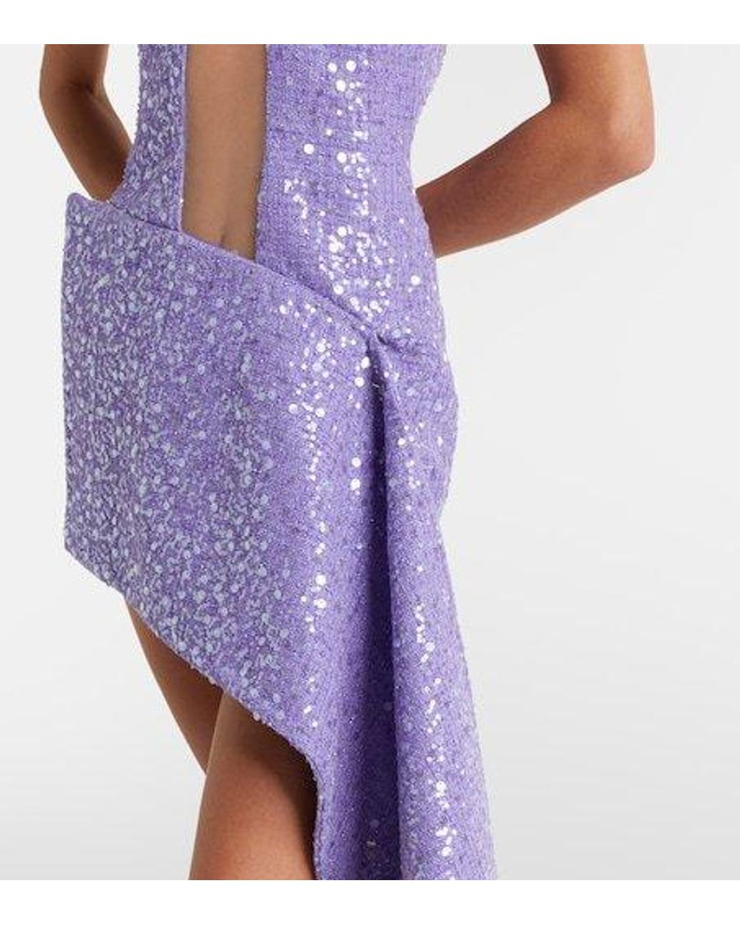 David Koma Purple Draped Sequined Minidress