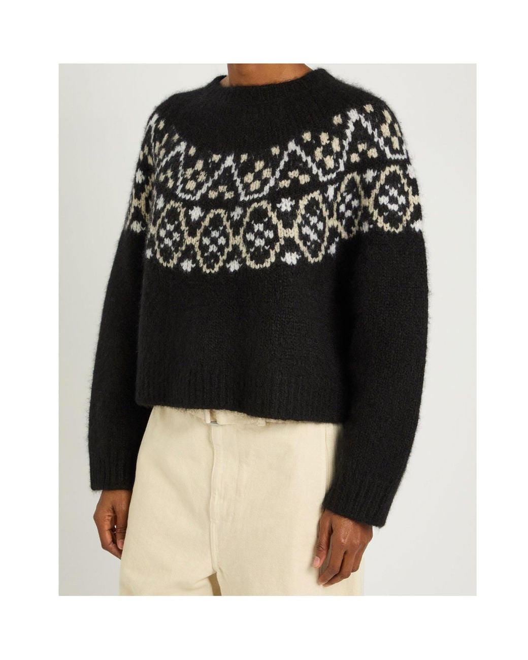 Nili Lotan Black Fair Isle Pattern Sweater