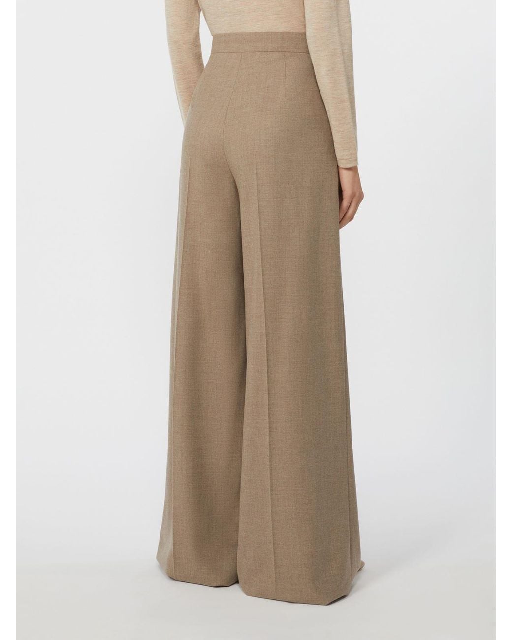 Max Mara Natural Zulia Pleated Wide-Leg Trousers