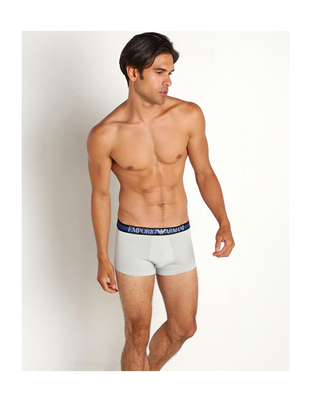 Emporio Armani Gray Elastic-Waist Trunks for men