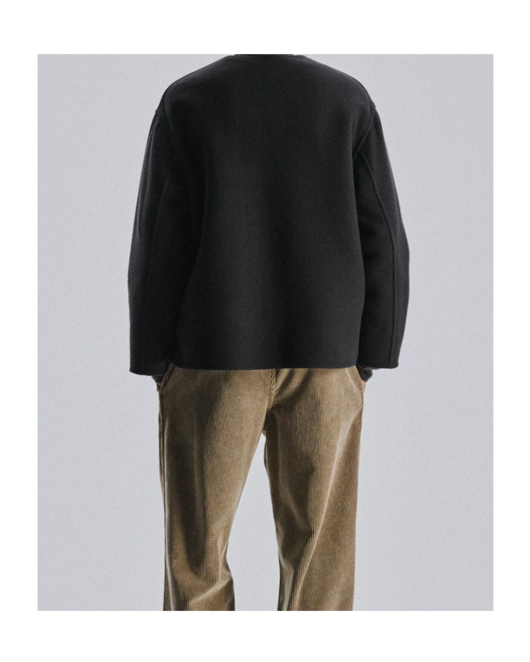 The Row Black Collarless Button-Up Coat