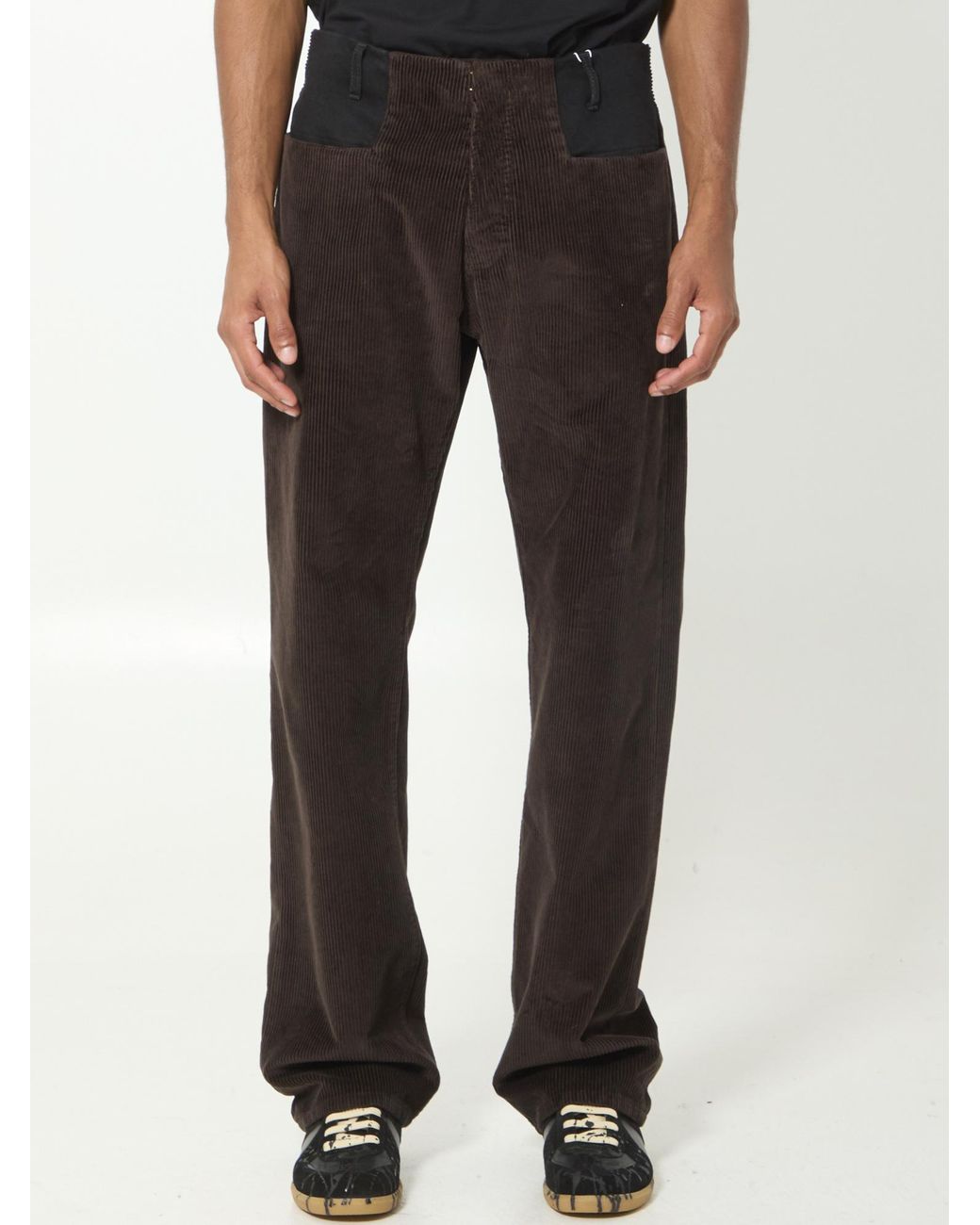 Maison Margiela Brown Contrast-Waist Corduroy Pants for men