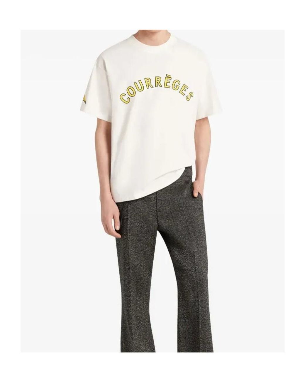 Courreges White Crew Neck Short-Sleeved T-Shirt for men