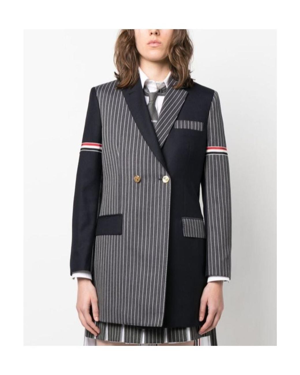 Thom Browne Black Patchwork Button-Up Blazer