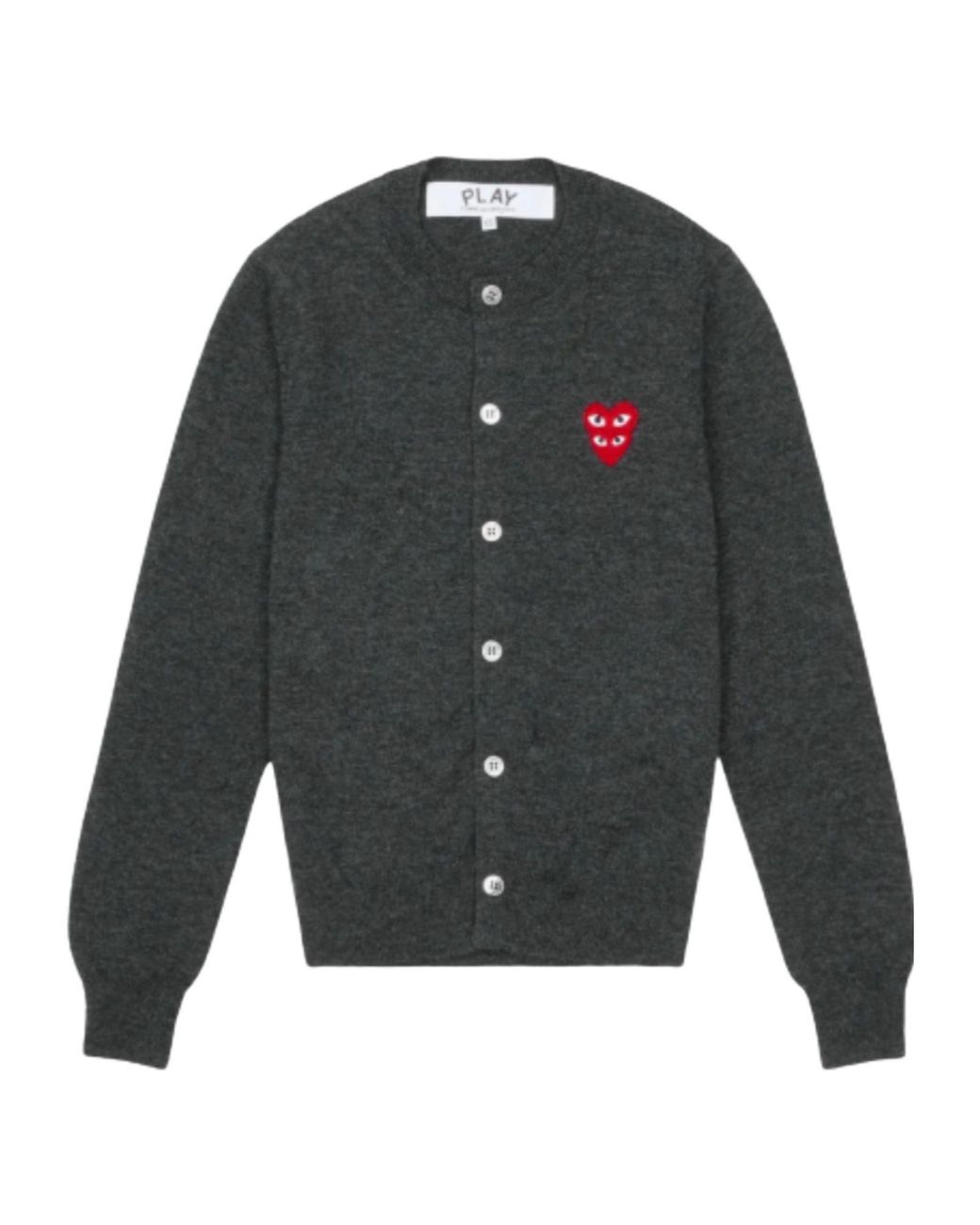 COMME DES GARÇONS PLAY Gray Heart-Patterned Cardigan for men