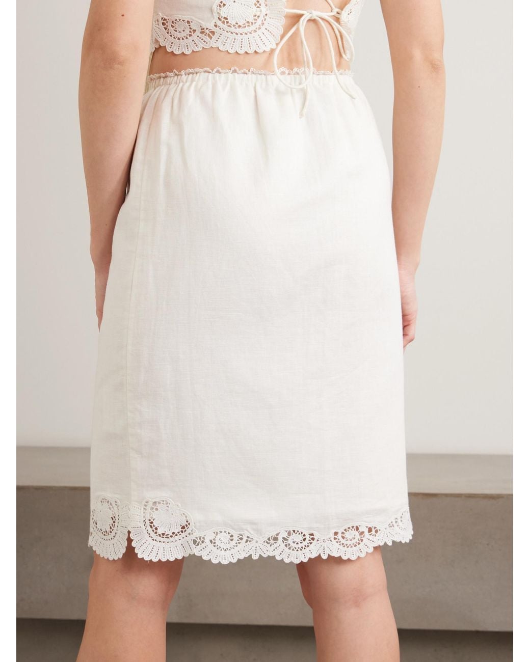 Posse White Solid Color Midi Skirt