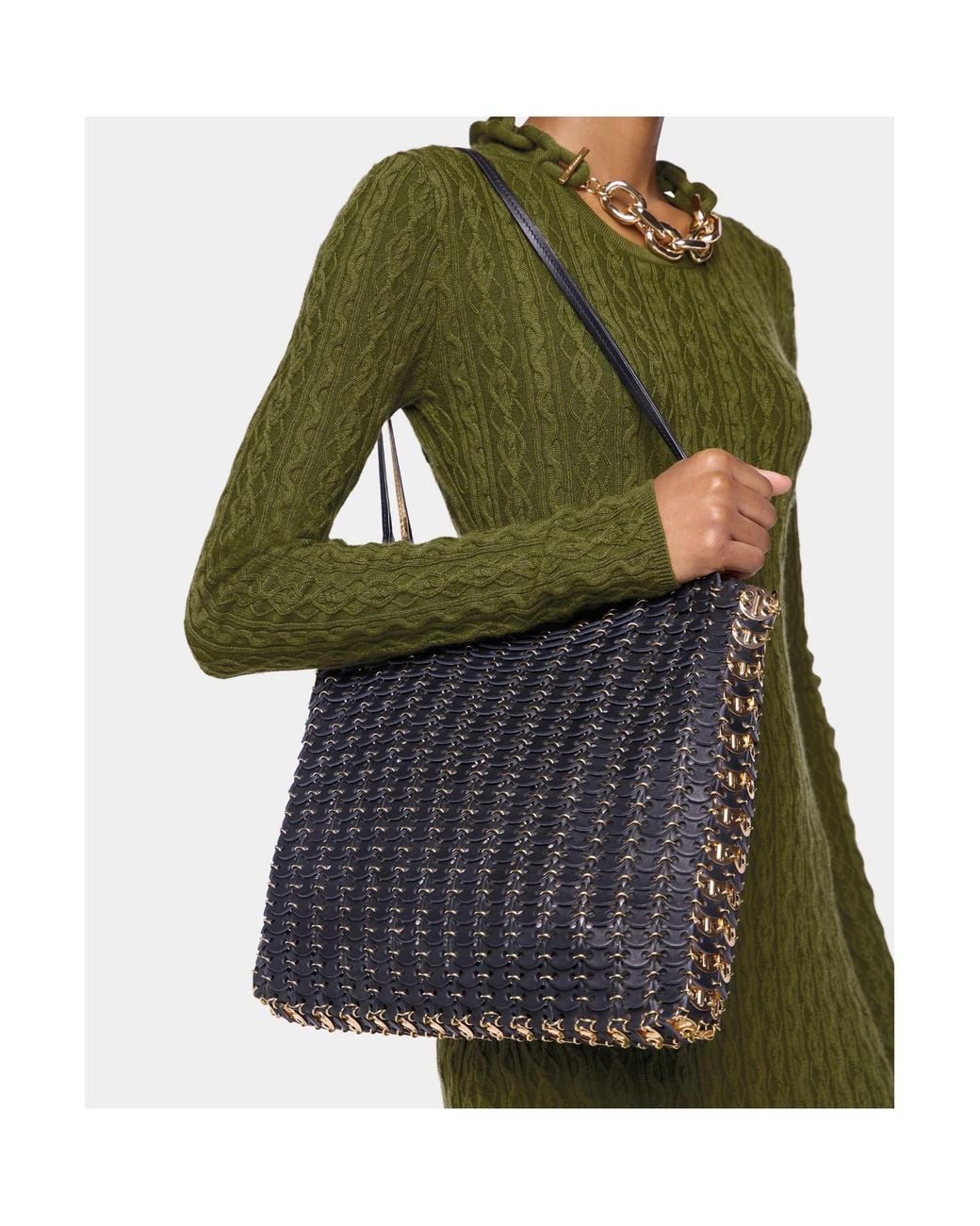 Rabanne Green 1969 Flip Top Handle Bag