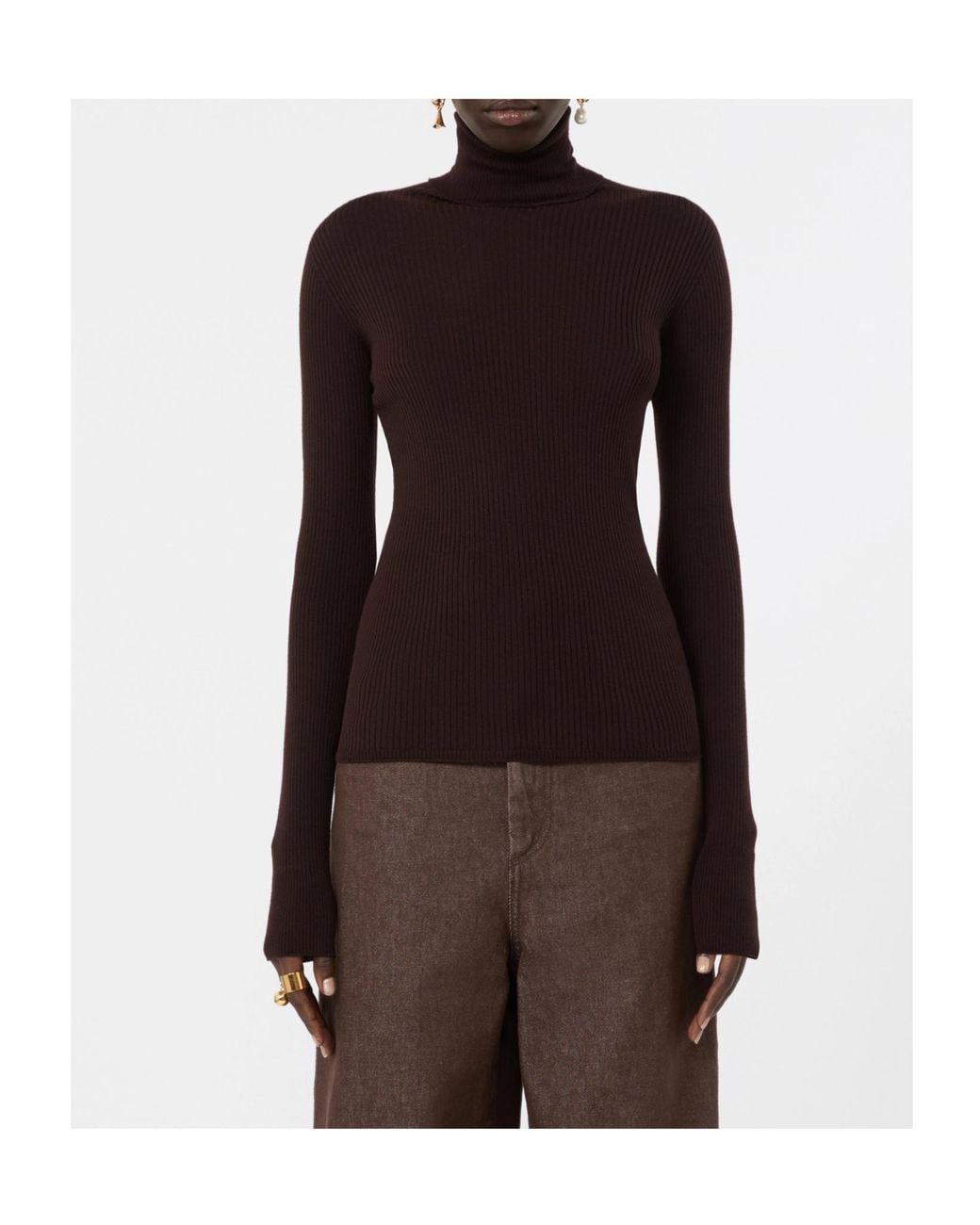 Sportmax Black Spxcentro Ribbed Turtleneck Knitted Top