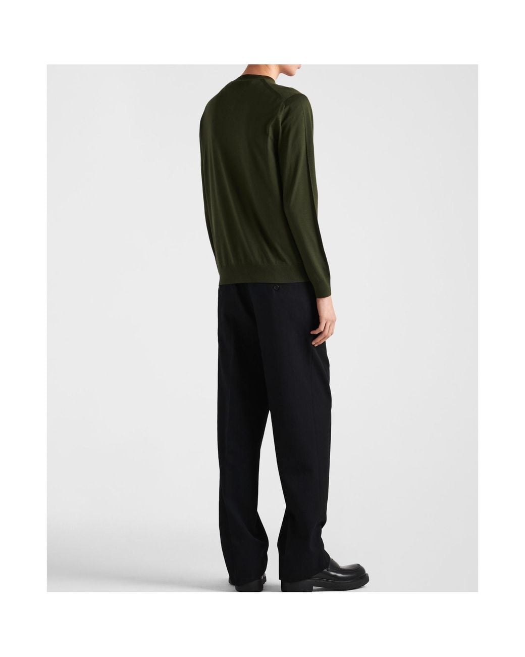 Prada Green Superfine Wool Crew-Neck Sweater for men