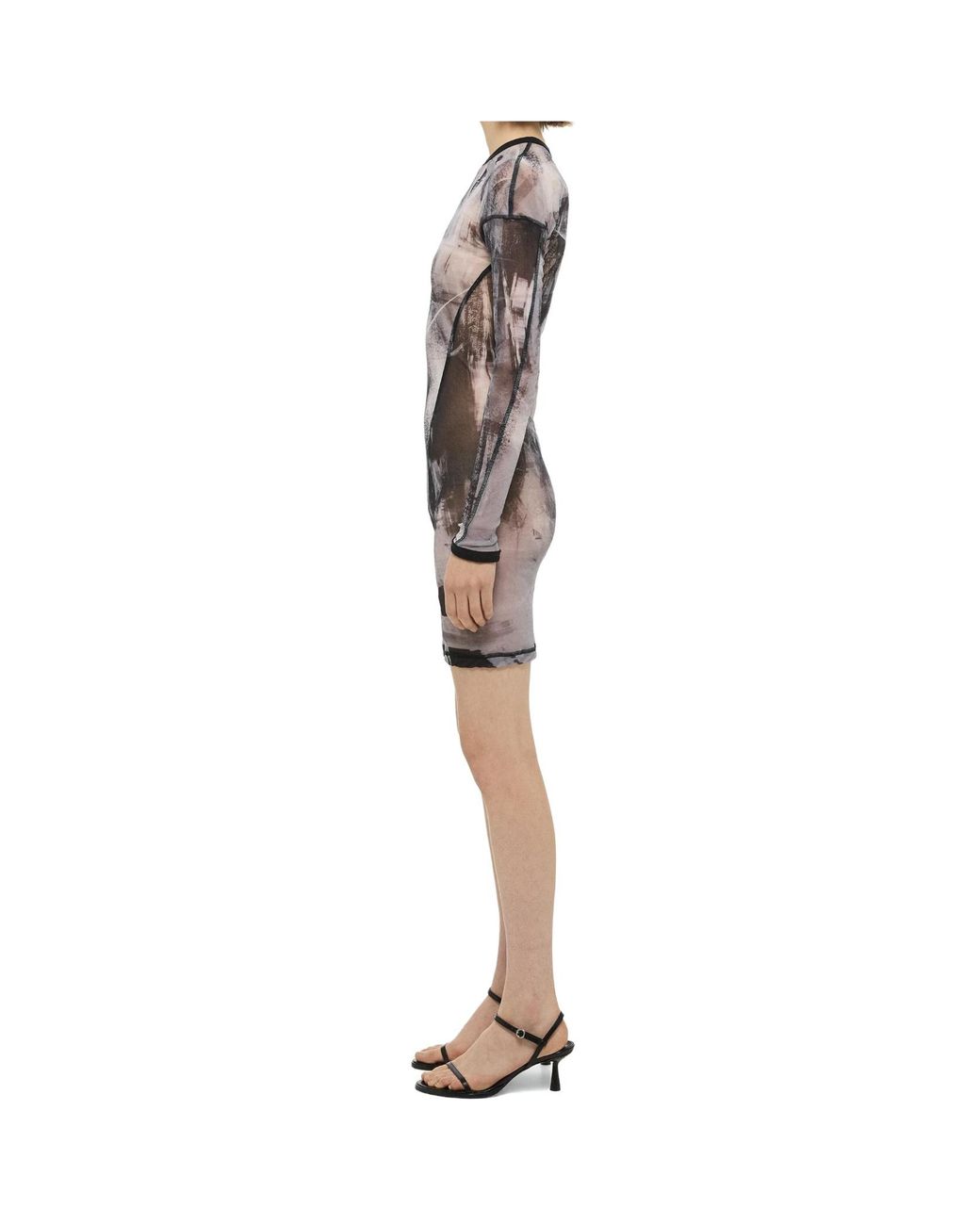 Helmut Lang Gray Scribble Twisted Dress