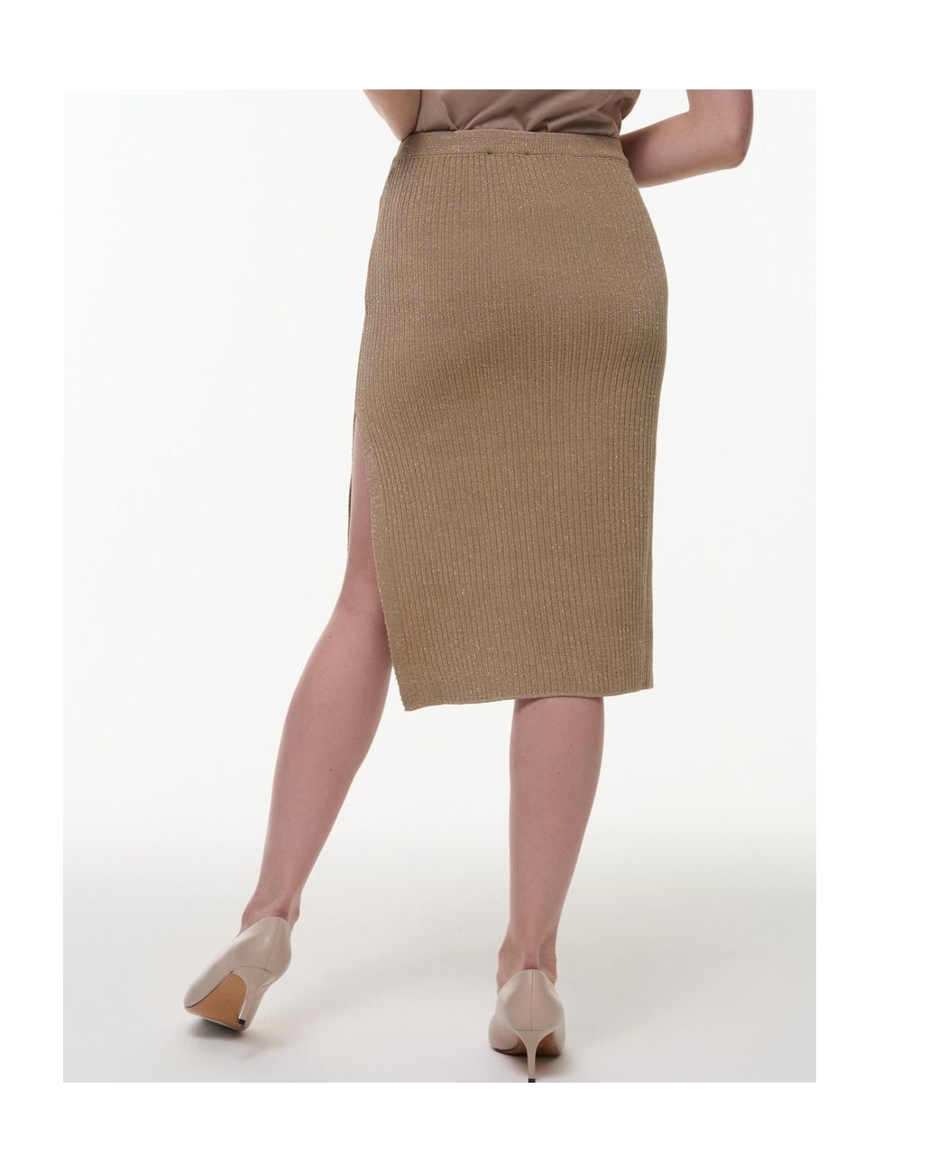 Marella Natural Knitted Midi Skirt