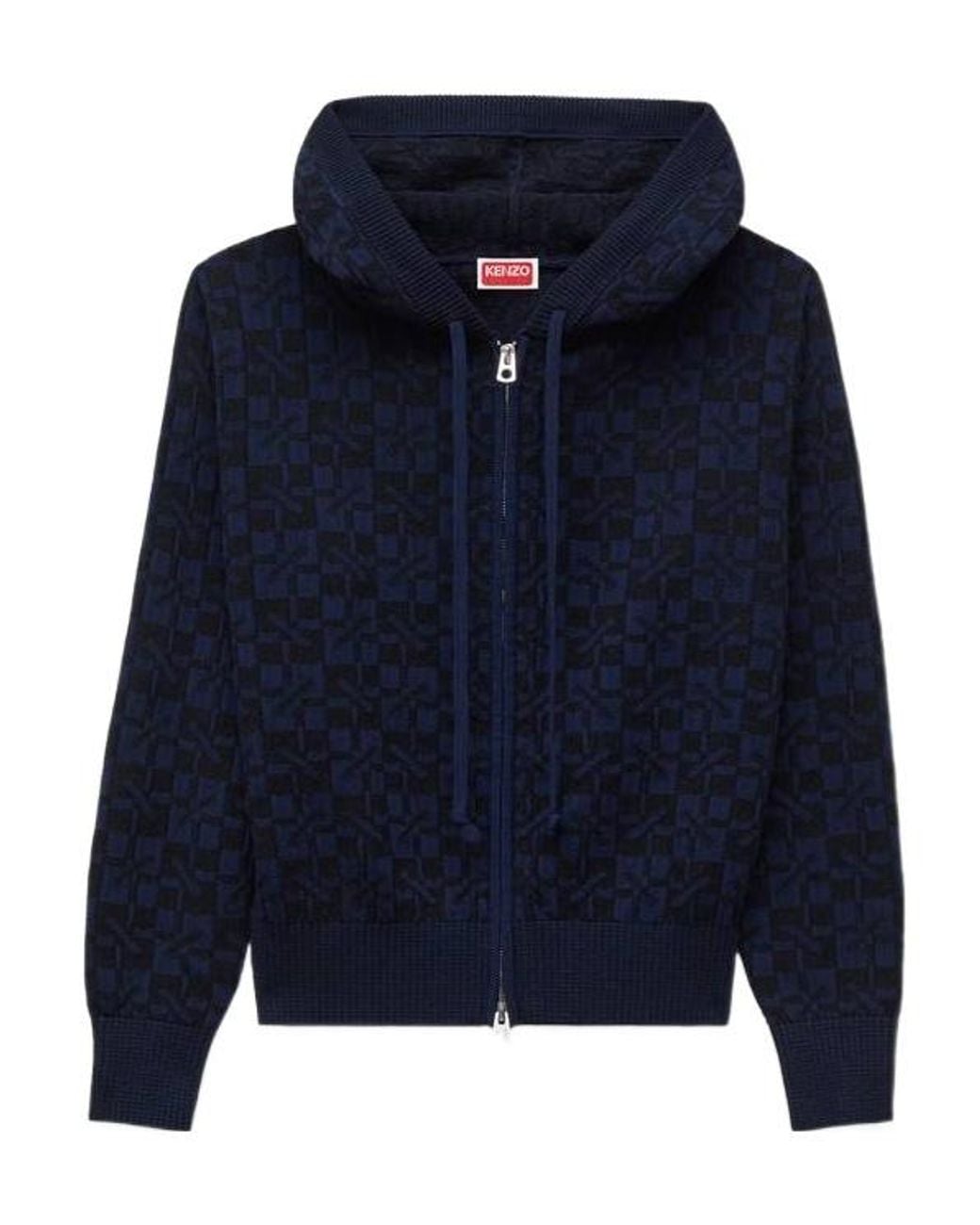 KENZO Blue 'Gram' Knitted Zip-Up Cardigan