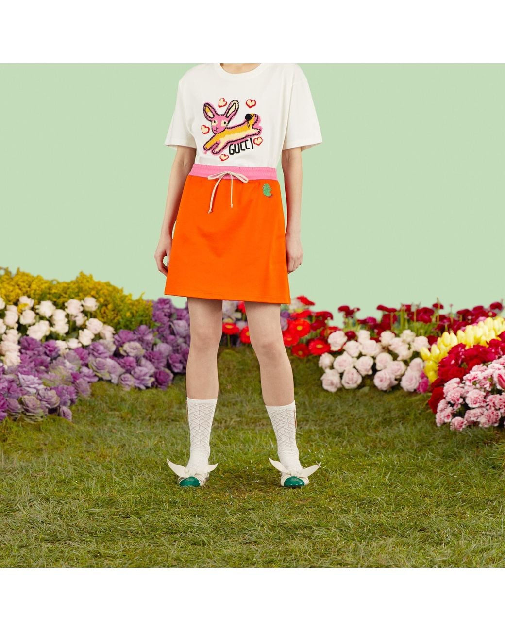 Gucci Orange Lunar New Year Drawstring Mini Skirt