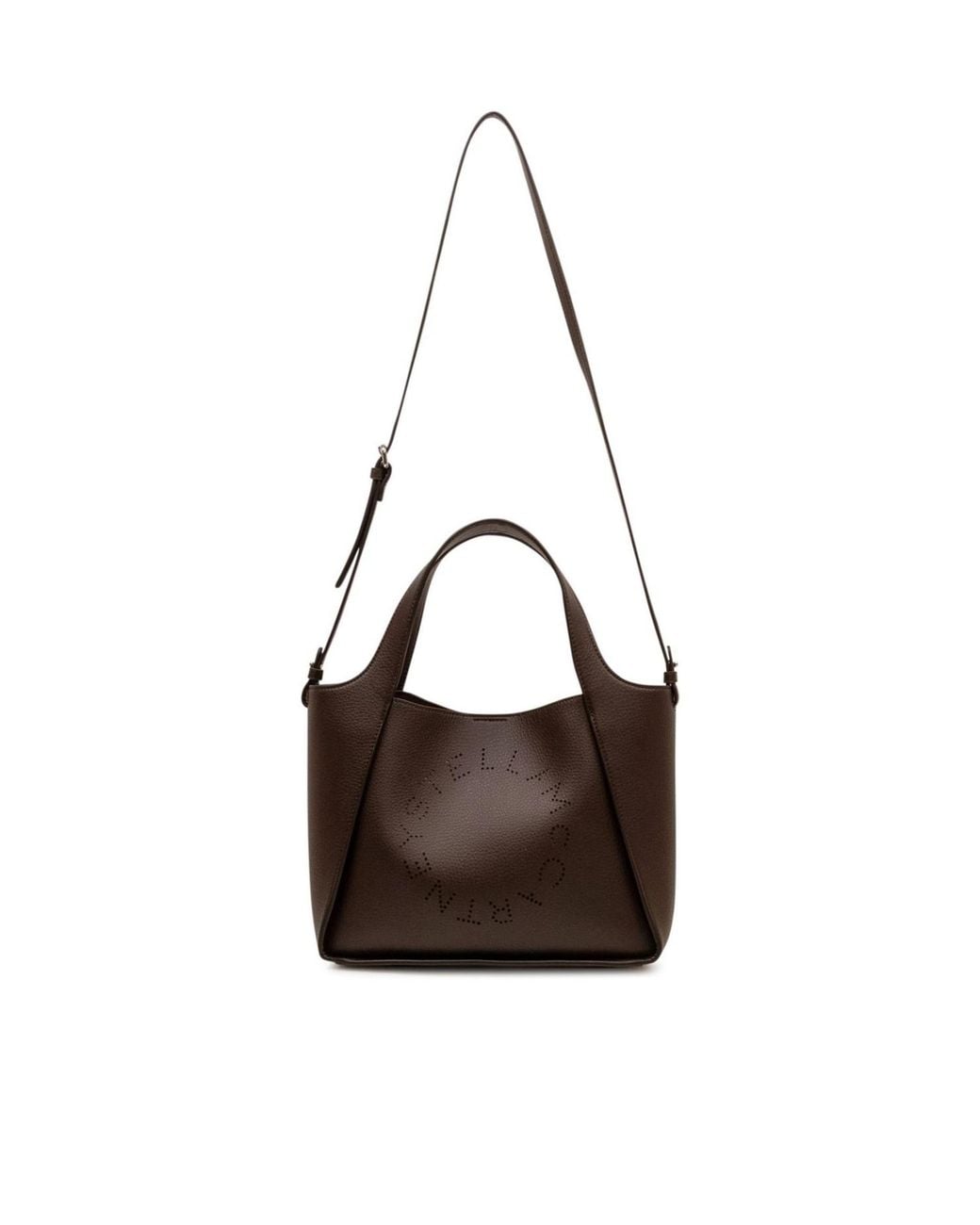 Stella McCartney Brown Logo Perforated Shoulder Bag