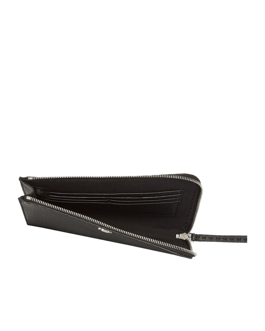 Fendi Black Selleria Logo Lettering Small Pouch for men