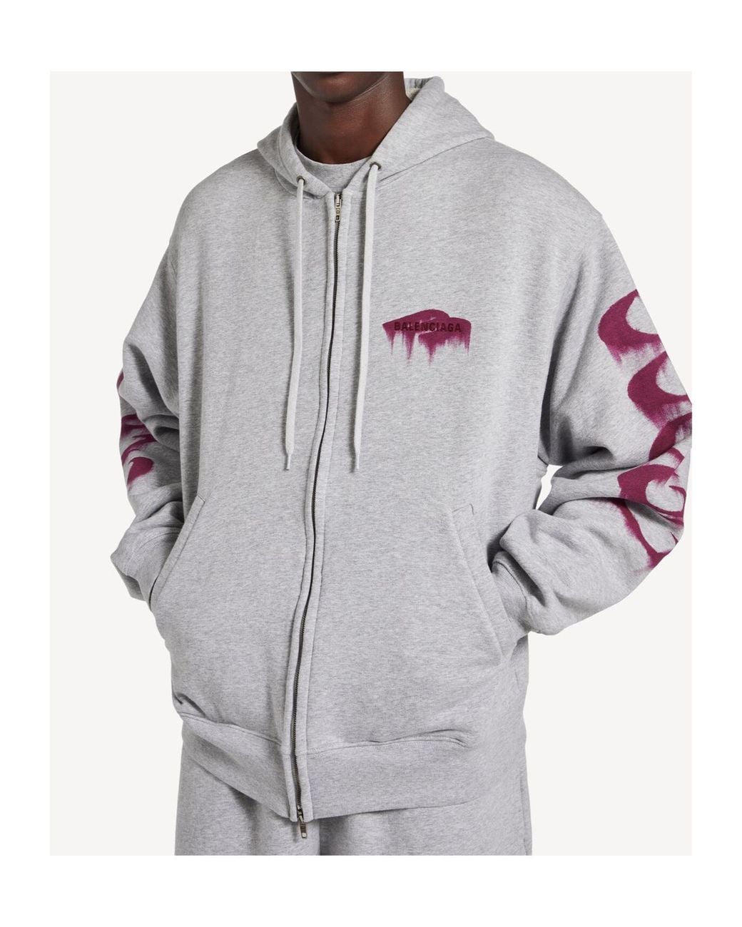 Balenciaga Multicolor Wet Brush Oversized Zip-Up Hoodie for men