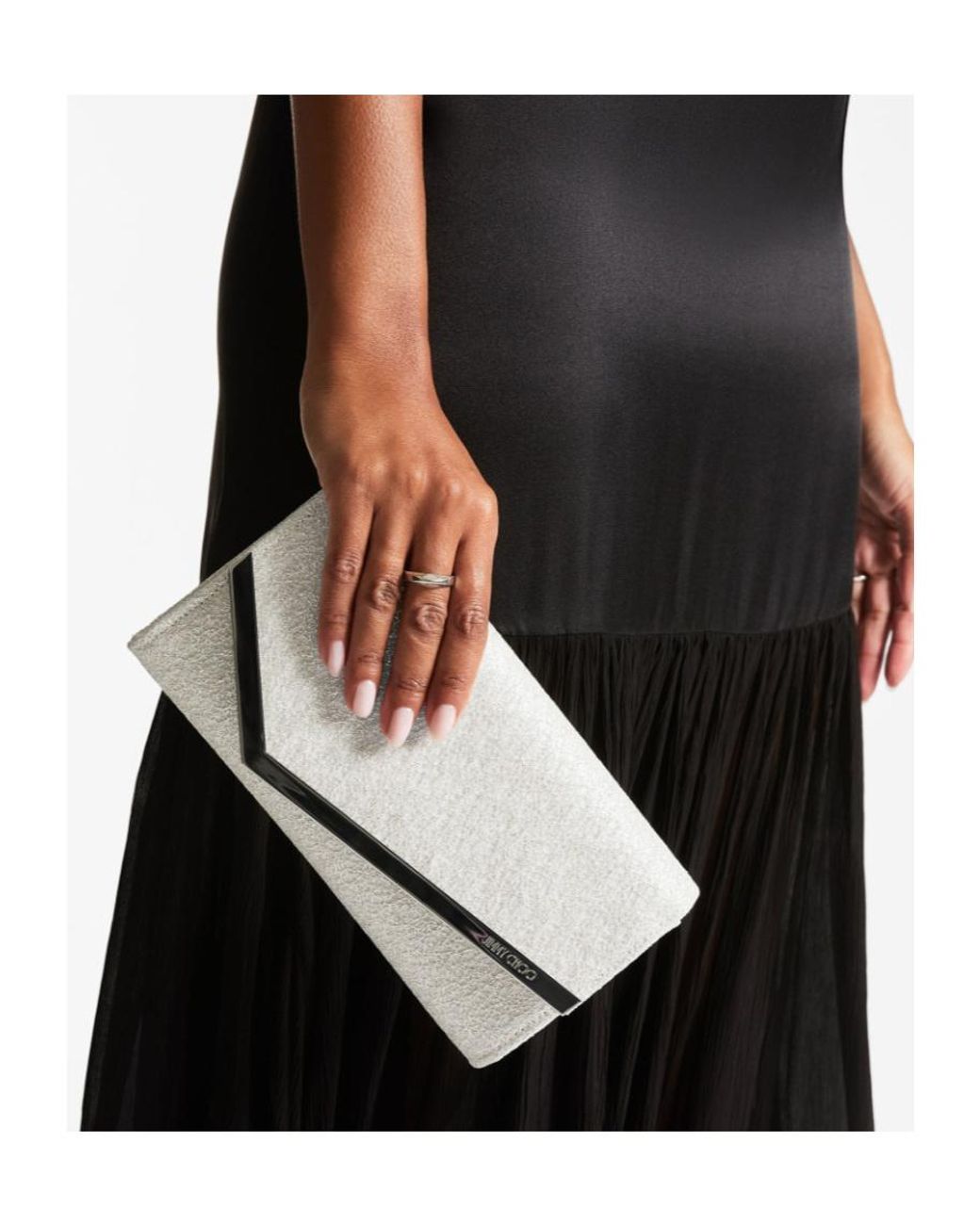 Jimmy Choo White Emmie Chain Clutch Bag