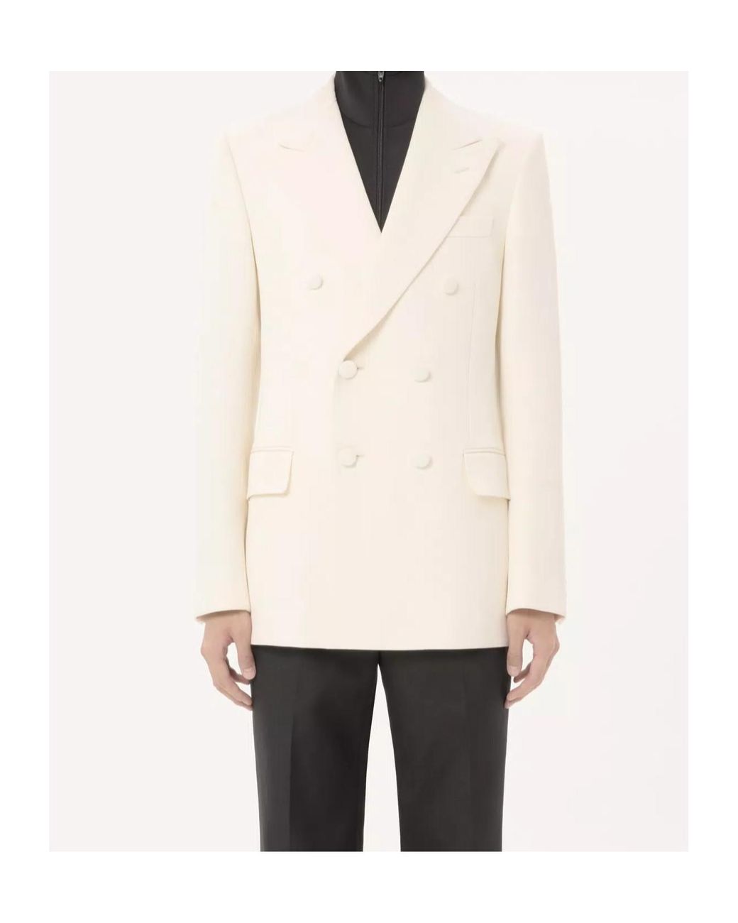 Valentino Natural Double-Breasted Peak-Lapel Blazer for men