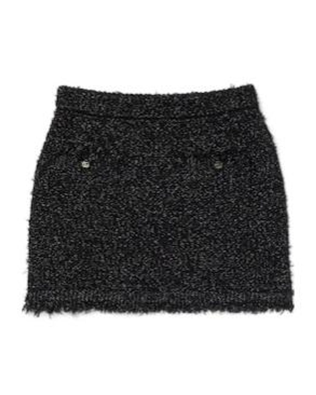 Gucci Black Tweed Button Detailed Skirt