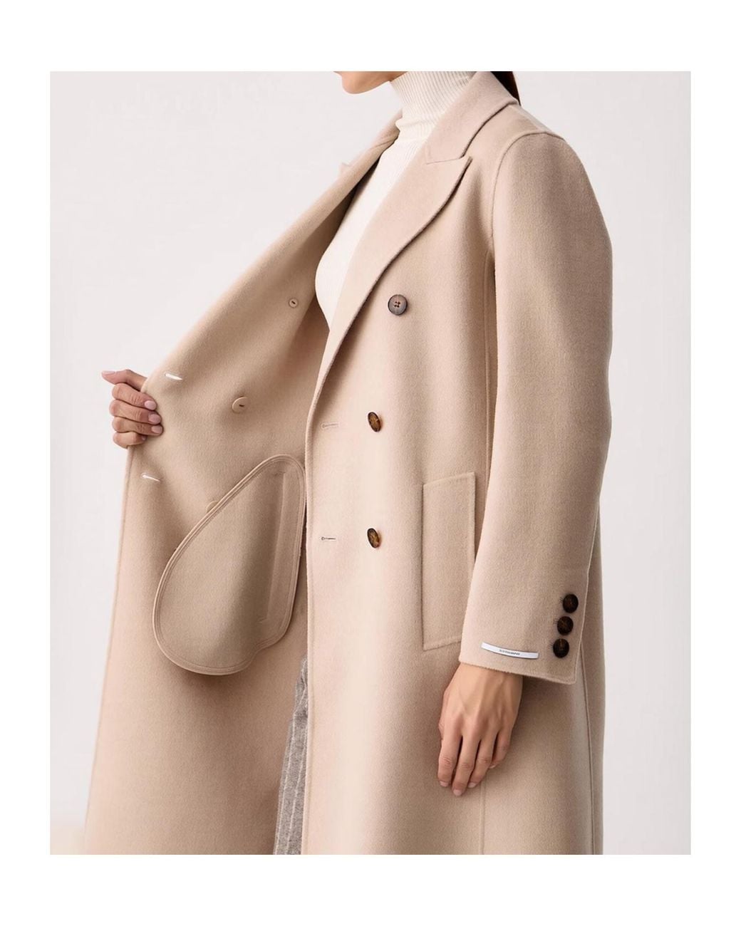 Marella Natural Laghi Double-Breasted Belted Coat