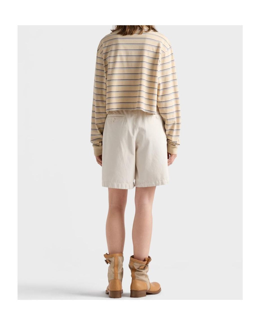 Prada Natural Old Gabardine Bermudas