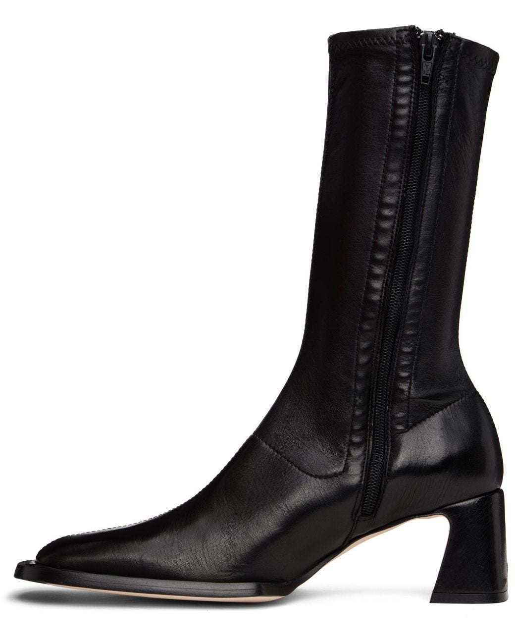 Miista Black Chastity Stretch Mid-Calf Boots