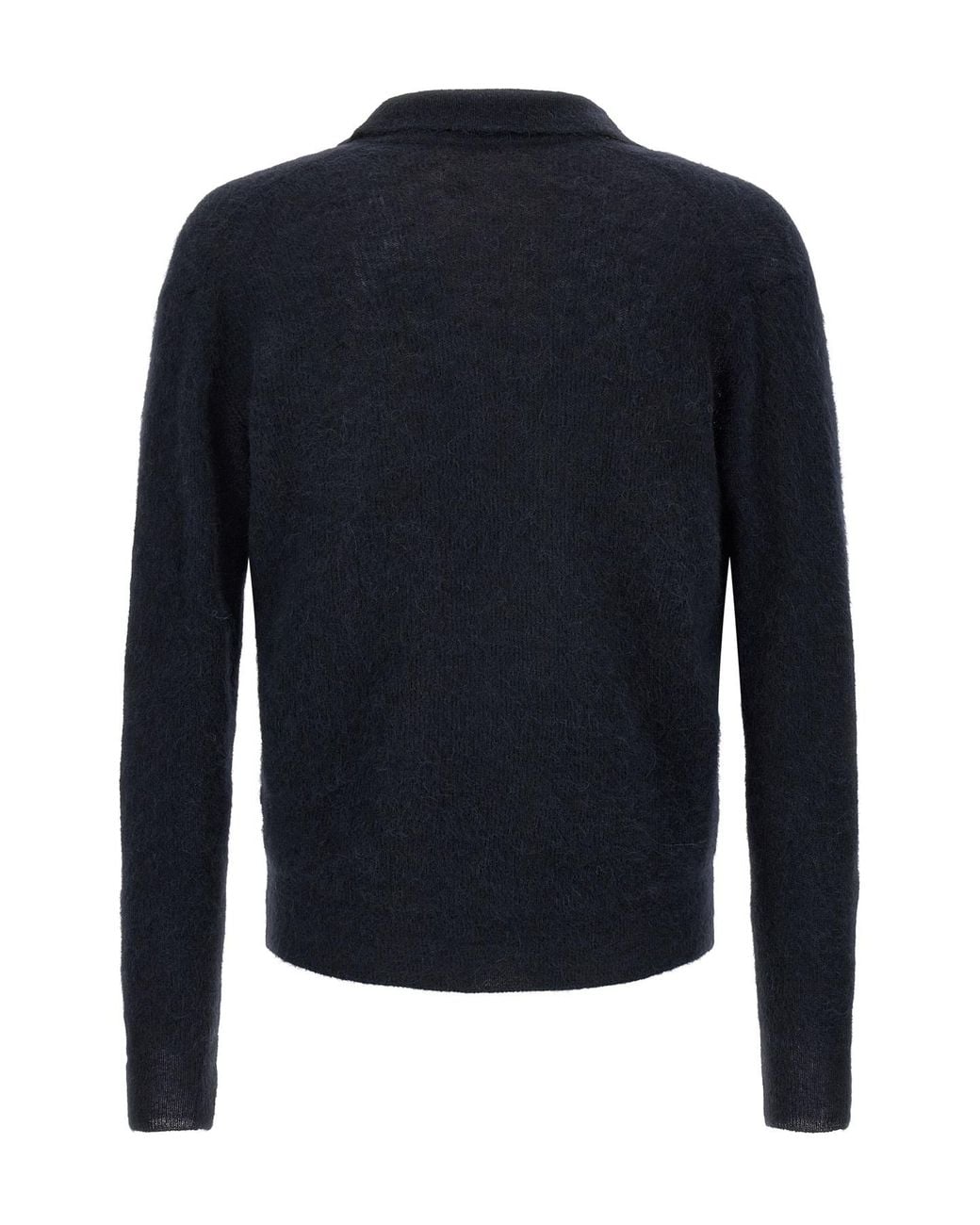 Auralee Blue Long-Sleeve Polo Shirt6 for men