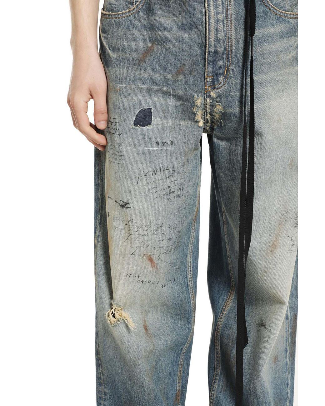 Ann Demeulemeester Multicolor Distressed Loose Jeans for men