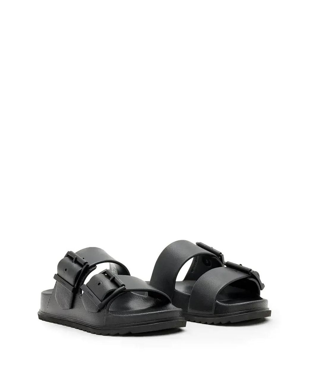 AllSaints Black Double-Buckle Sandals