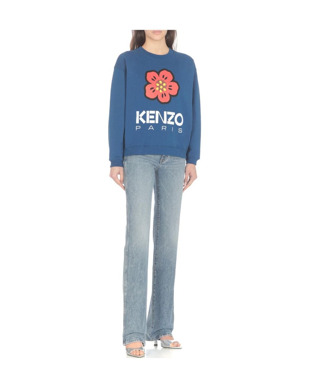 KENZO Blue Logo Printed Crewneck Sweatshirt