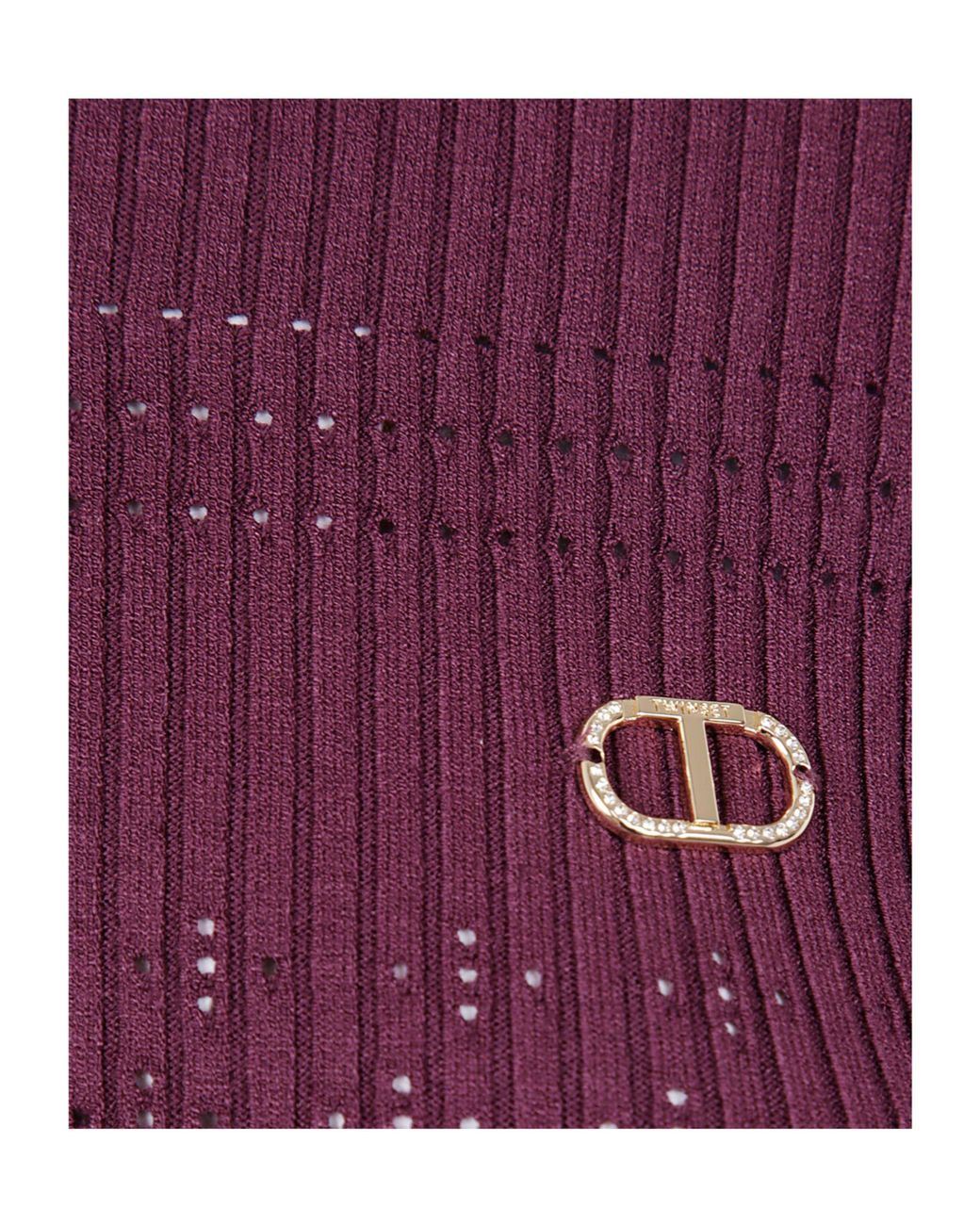Twinset Purple Ribbed Knit Sweater