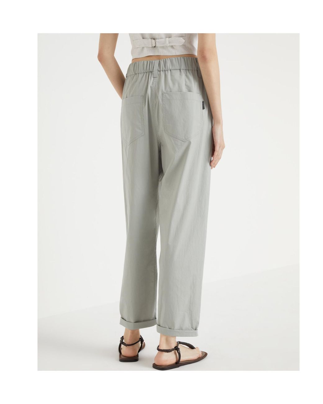 Brunello Cucinelli Gray Straight-Leg Cotton Trousers
