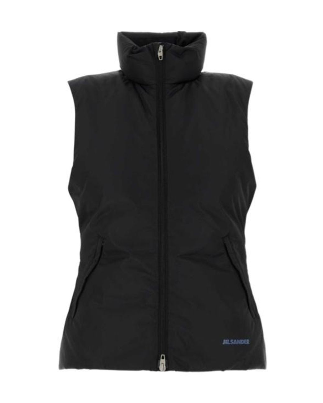 Jil Sander Black Logo Detailed High-Neck Down Vest