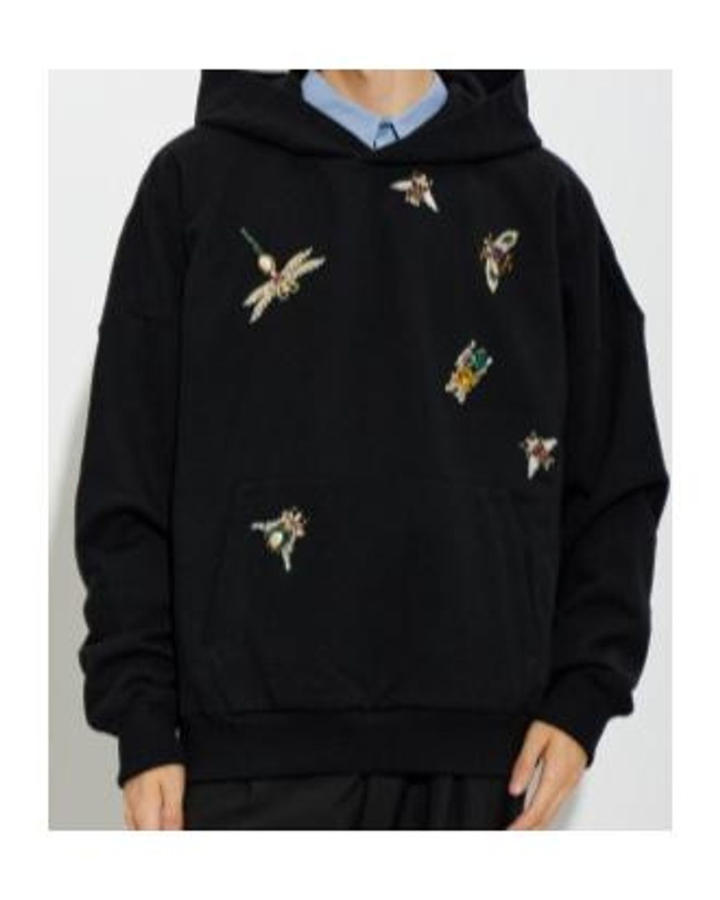 Balmain Black Appliqué-Embellished Cotton Hoodie for men
