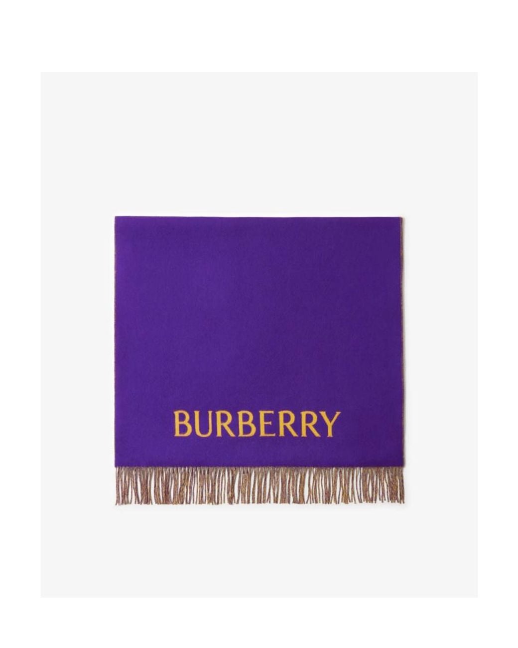Burberry Purple Logo Embroidered Fringed-Edge Scarf for men