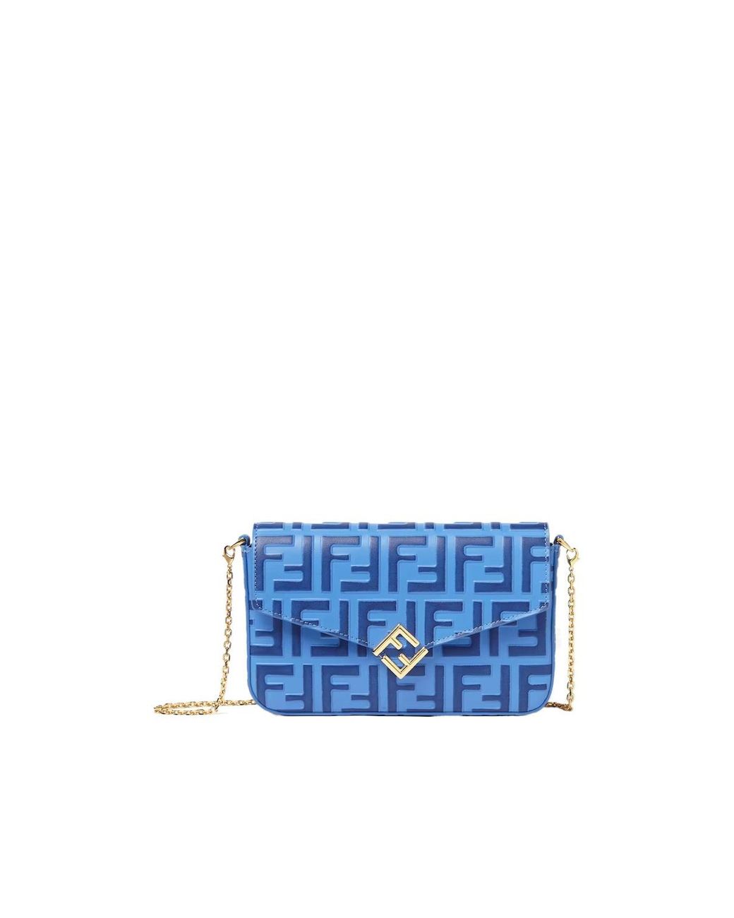 Fendi Blue Ff Diamonds Chain Wallet