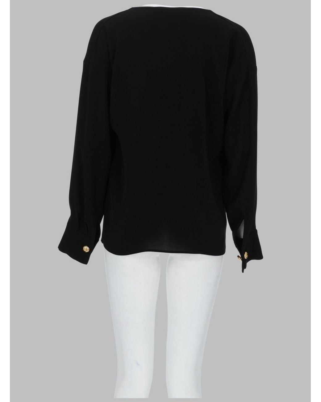 Max Mara Black Studio Drape-Neck Long-Sleeve Top