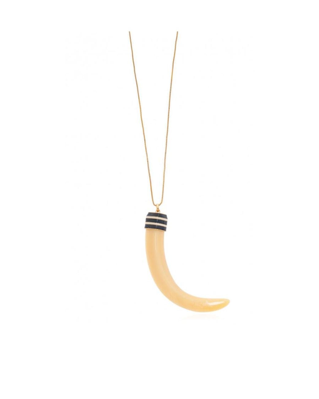 Tory Burch White Horn Pendant Engraved Necklace