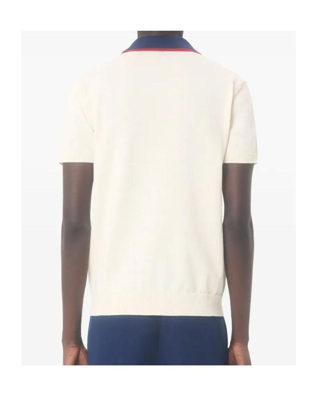 Valentino White Logo-Patch Polo Shirt for men